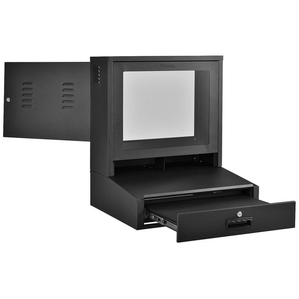 Global Industrial LCD Counter Top Security Computer Cabinet, Black, 24-1/2W x 22-1/2D x 29-1/2H 239114BK